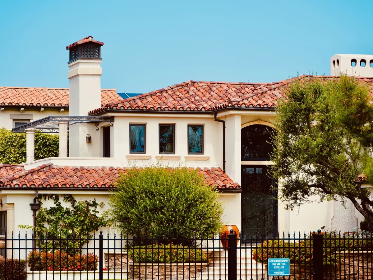 Freshly painted exterior of a Spanish-style house
